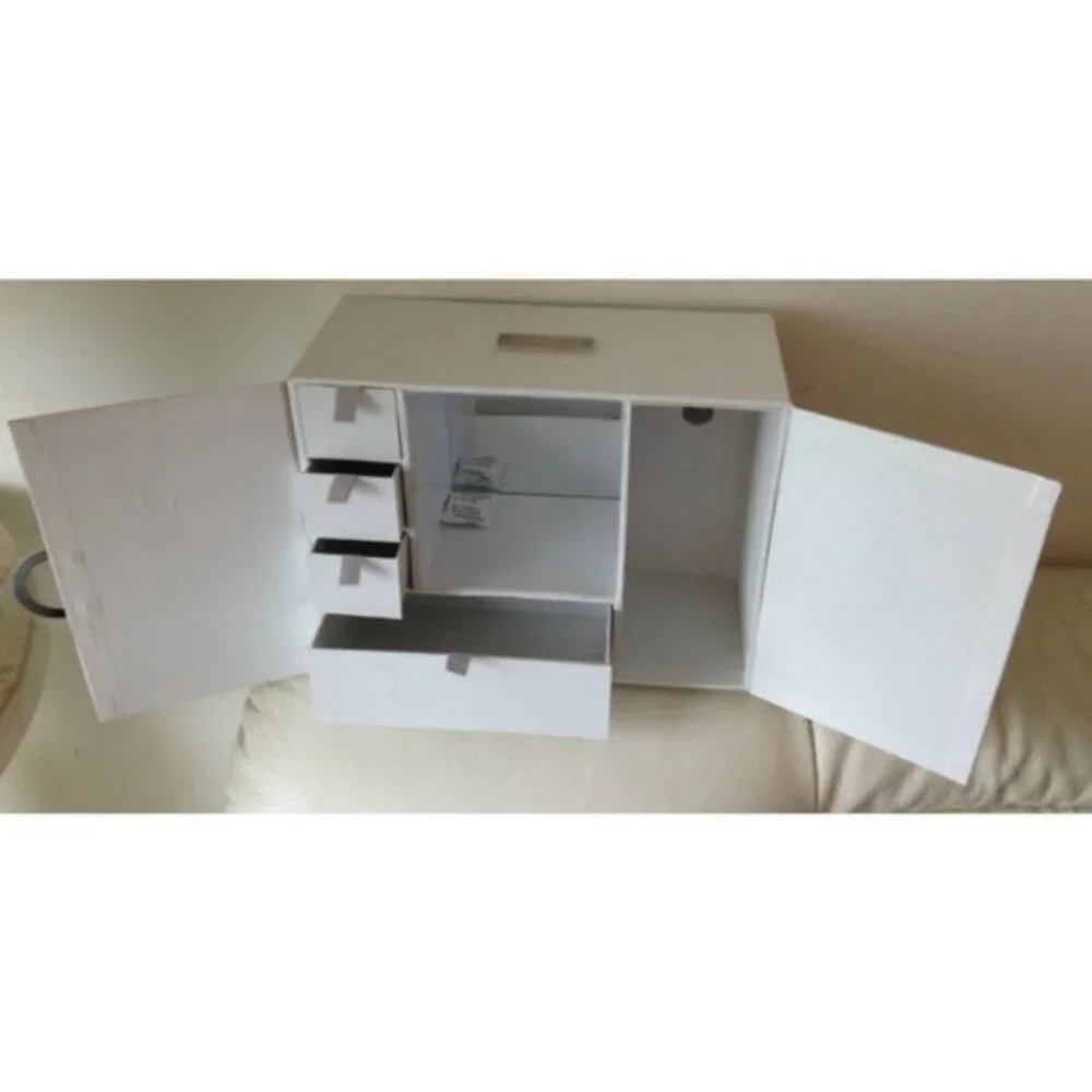 BVLGARI Parfums Cardboard Jewelry Train Case Cosmet Vanity Organizer Box White
